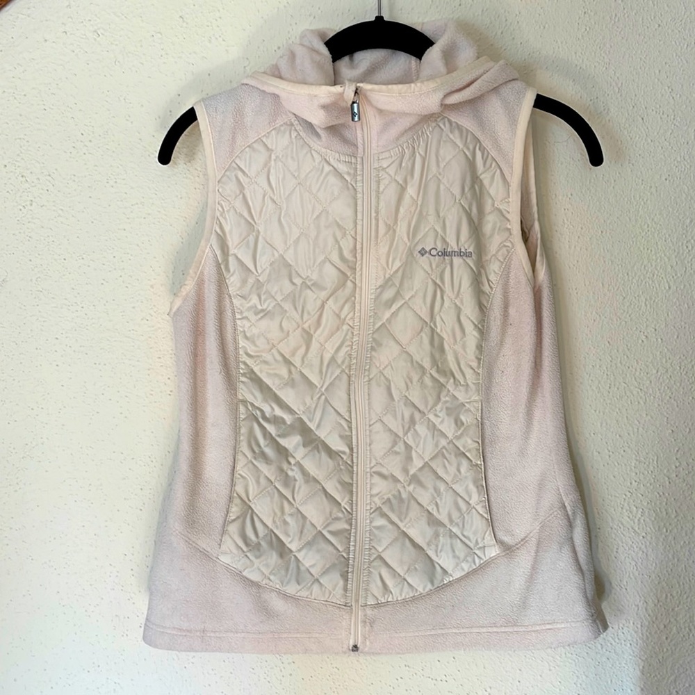 Columbia fleece vest - S, puffy, cream colored